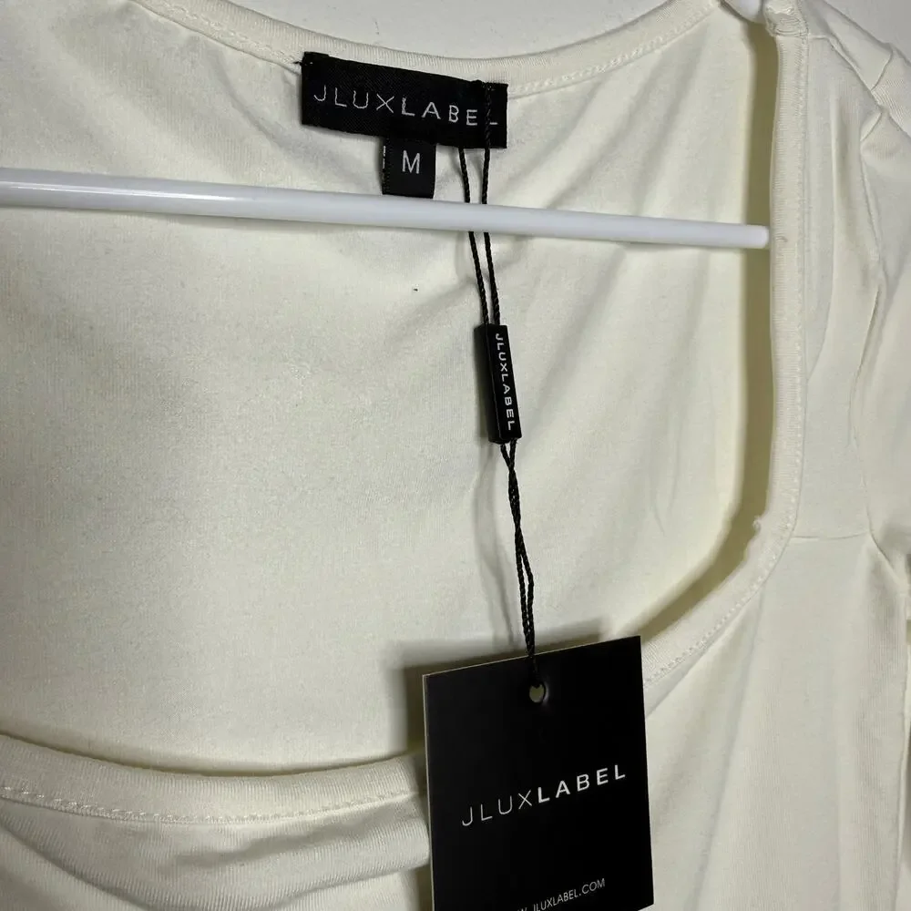 NEW Long Sleeve Bodysuit Ivory JLUXLABEL Stretch Size M - Picture 2 of 16